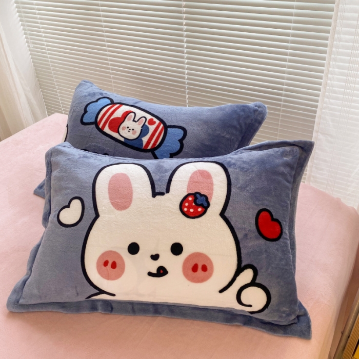 91家纺网 家纺一手货源 找家纺 慕尚 2022爆款大版高克重印花牛奶绒四件套 奶糖兔