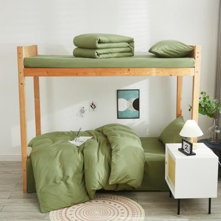 91家纺网 家纺一手货源 找家纺 啊雅家居 新款ins学生宿舍双拼纯色磨毛三件套 草绿