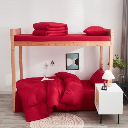 91家纺网 家纺一手货源 找家纺 啊雅家居 新款ins学生宿舍双拼纯色磨毛三件套 红色