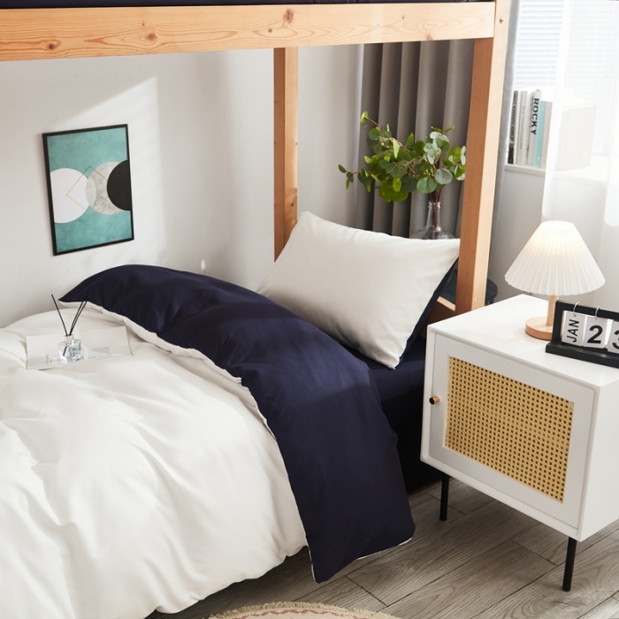 91家纺网 家纺一手货源 找家纺 （总）啊雅家居 新款ins学生宿舍双拼纯色磨毛三件套