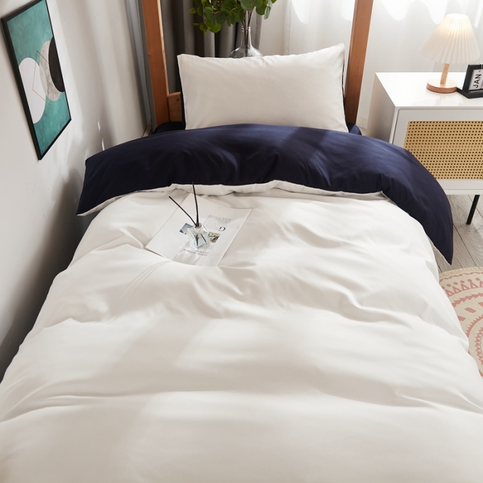 91家纺网 家纺一手货源 找家纺 （总）啊雅家居 新款ins学生宿舍双拼纯色磨毛三件套