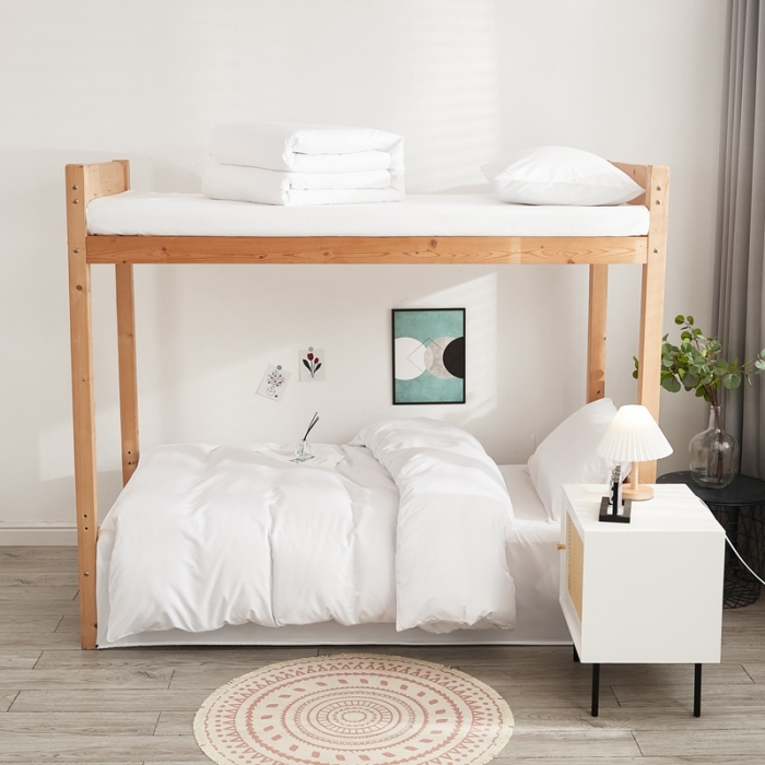 91家纺网 家纺一手货源 找家纺 啊雅家居 新款ins学生宿舍双拼纯色磨毛三件套 白色