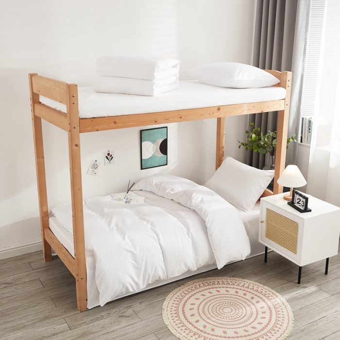 91家纺网 家纺一手货源 找家纺 啊雅家居 新款ins学生宿舍双拼纯色磨毛三件套 白色