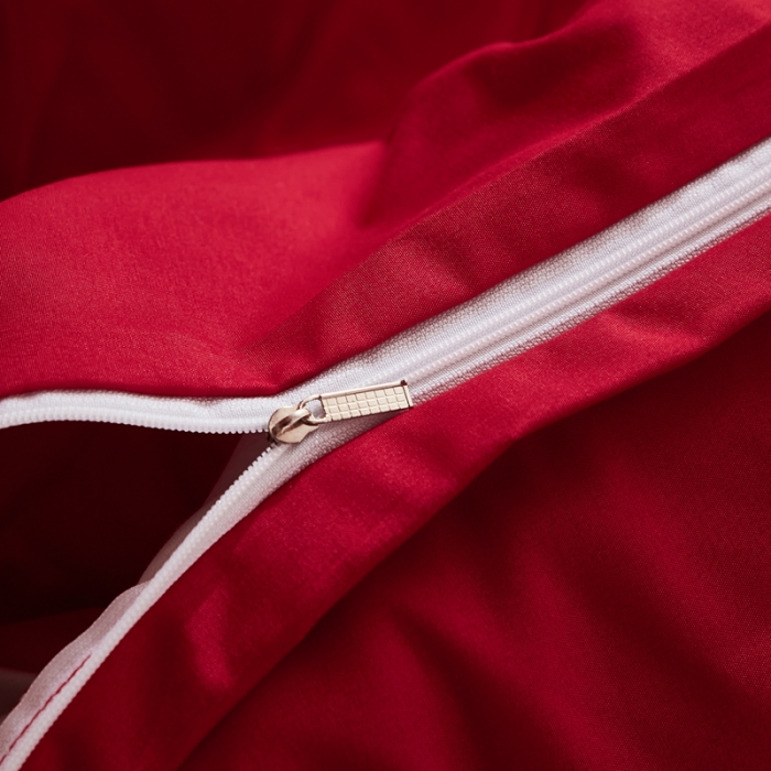 91家纺网 家纺一手货源 找家纺 啊雅家居 新款ins学生宿舍双拼纯色磨毛三件套 红色