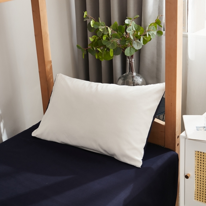 91家纺网 家纺一手货源 找家纺 啊雅家居 新款ins学生宿舍双拼纯色磨毛三件套 米白加藏青