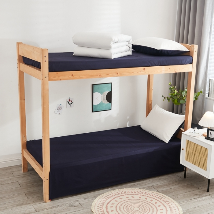 91家纺网 家纺一手货源 找家纺 啊雅家居 新款ins学生宿舍双拼纯色磨毛三件套 米白加藏青