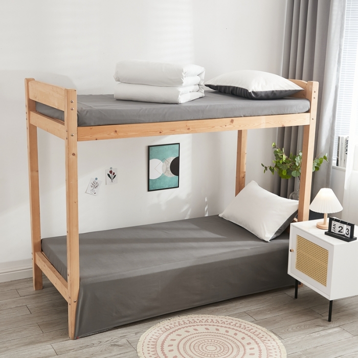 91家纺网 家纺一手货源 找家纺 啊雅家居 新款ins学生宿舍双拼纯色磨毛三件套 米白加深灰