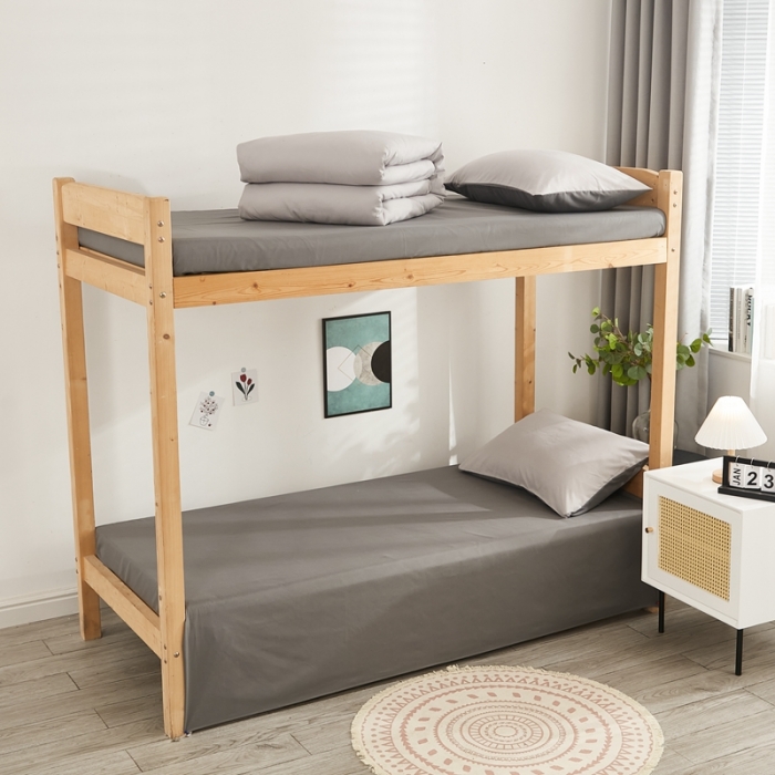 91家纺网 家纺一手货源 找家纺 啊雅家居 新款ins学生宿舍双拼纯色磨毛三件套 浅灰加深灰