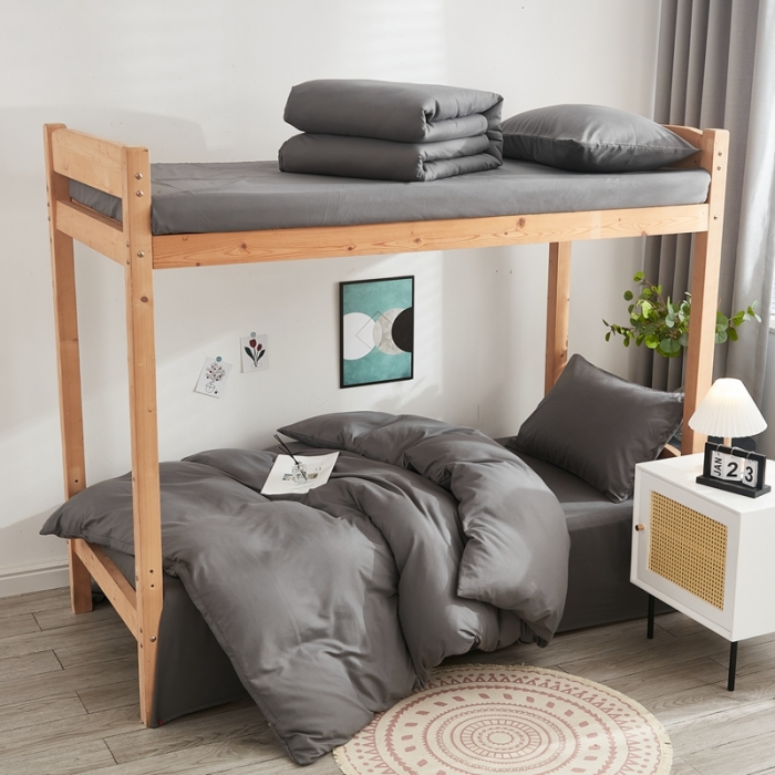 91家纺网 家纺一手货源 找家纺 啊雅家居 新款ins学生宿舍双拼纯色磨毛三件套 深灰