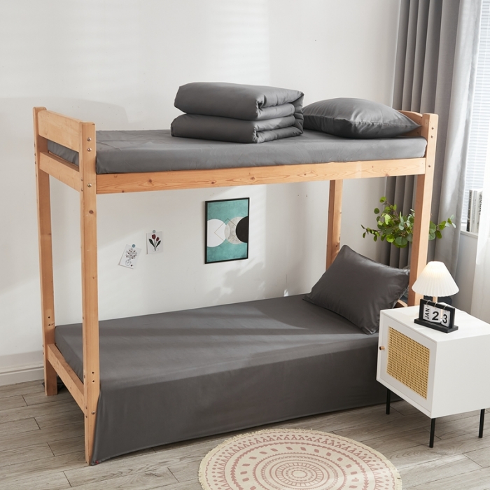 91家纺网 家纺一手货源 找家纺 啊雅家居 新款ins学生宿舍双拼纯色磨毛三件套 深灰