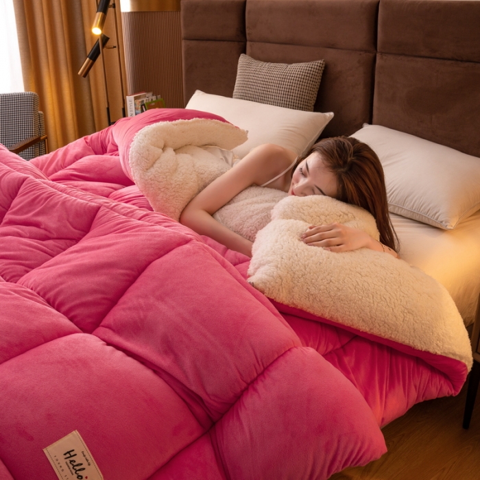 91家纺网 家纺一手货源 找家纺 （总）梦恬佳 2024新款牛奶绒羊羔绒冬被被子被芯