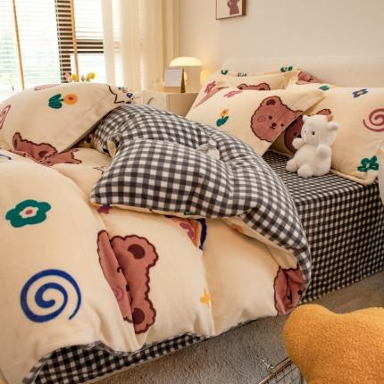 91家纺网 家纺一手货源 找家纺 （总）丝羽坊 2022专版花型 直播供货双面牛奶绒印花四件套