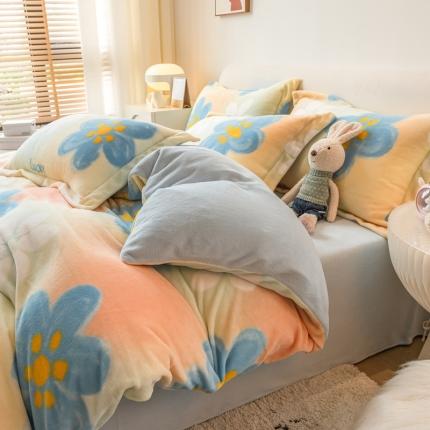 91家纺网 家纺一手货源 找家纺 （总）丝羽坊 2022专版花型 直播供货双面牛奶绒印花四件套