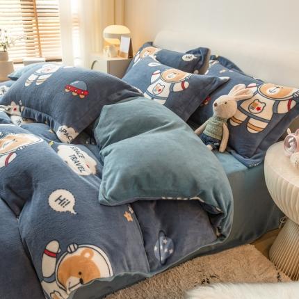 91家纺网 家纺一手货源 找家纺 （总）丝羽坊 2022专版花型 直播供货双面牛奶绒印花四件套