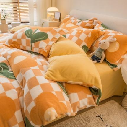 91家纺网 家纺一手货源 找家纺 （总）丝羽坊 2022专版花型 直播供货双面牛奶绒印花四件套