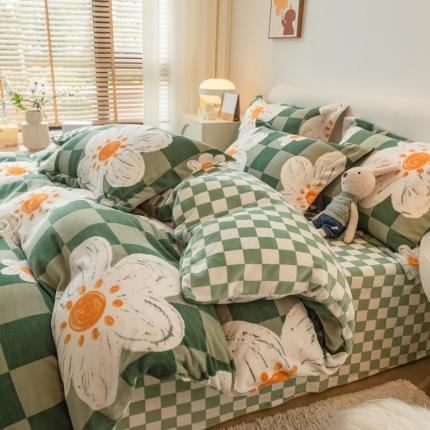 91家纺网 家纺一手货源 找家纺 （总）丝羽坊 2022专版花型 直播供货双面牛奶绒印花四件套