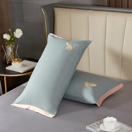 丰淘2022新款水洗棉绣花枕套-枫林晚 枫林晚-蓝灰