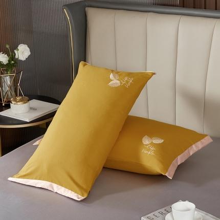 丰淘2022新款水洗棉绣花枕套-枫林晚 枫林晚-土黄