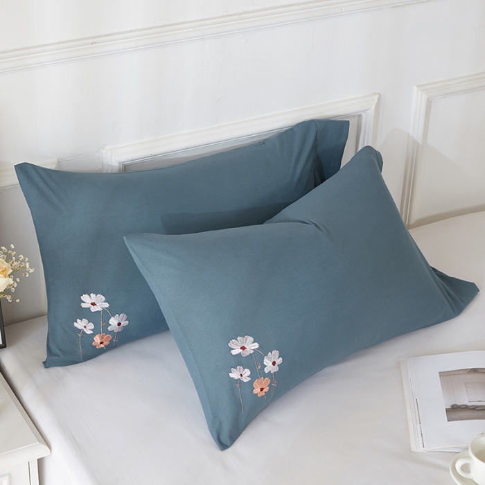 91家纺网 家纺一手货源 找家纺 （总）丰淘2022新款水洗棉绣花枕套-亭亭玉立