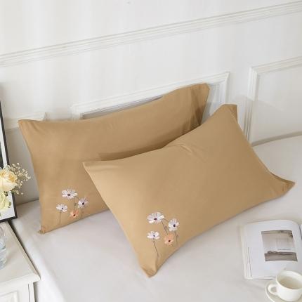 丰淘2022新款水洗棉绣花枕套-亭亭玉立 亭亭玉立-浅咖