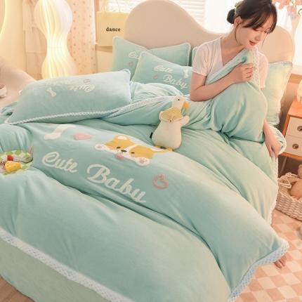 91家纺网 家纺一手货源 找家纺 （总）菲儿  2022新款毛巾绣牛奶绒四件套