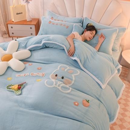 91家纺网 家纺一手货源 找家纺 （总）菲儿  2022新款毛巾绣牛奶绒四件套