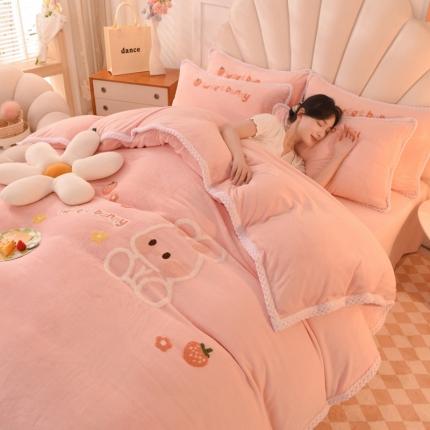 91家纺网 家纺一手货源 找家纺 （总）菲儿  2022新款毛巾绣牛奶绒四件套