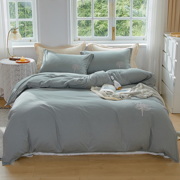 91家纺网 家纺一手货源 找家纺 （总）丰淘2023新款水洗棉绣花磨毛四件套