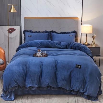 91家纺网 家纺一手货源 找家纺 （总）绣女坊2023新款韩版花边床裙款牛奶绒宝宝绒四件套