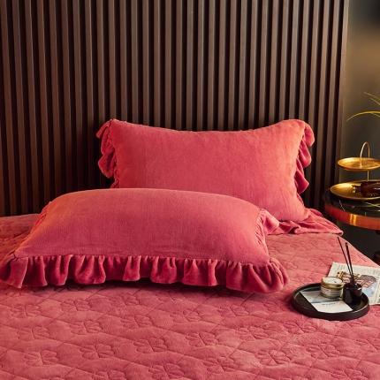 91家纺网 家纺一手货源 找家纺 （总）闲鱼家纺 2022年新牛奶绒裙边床笠枕套一对