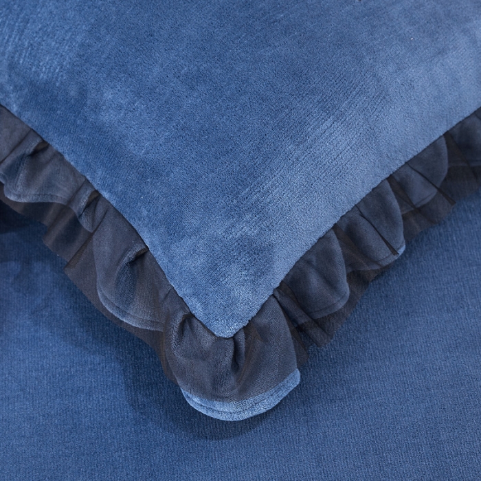 91家纺网 家纺一手货源 找家纺 （总）绣女坊2023新款韩版花边床裙款牛奶绒宝宝绒四件套