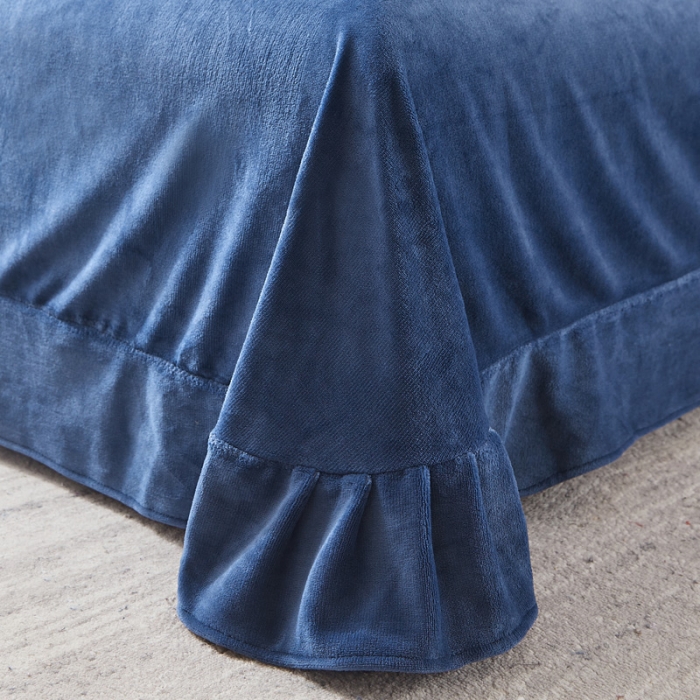 91家纺网 家纺一手货源 找家纺 （总）绣女坊2023新款韩版花边床裙款牛奶绒宝宝绒四件套