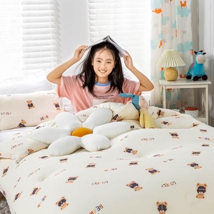 天瑜家纺2023新款A类针织棉冬被儿童冬被 lovely 熊