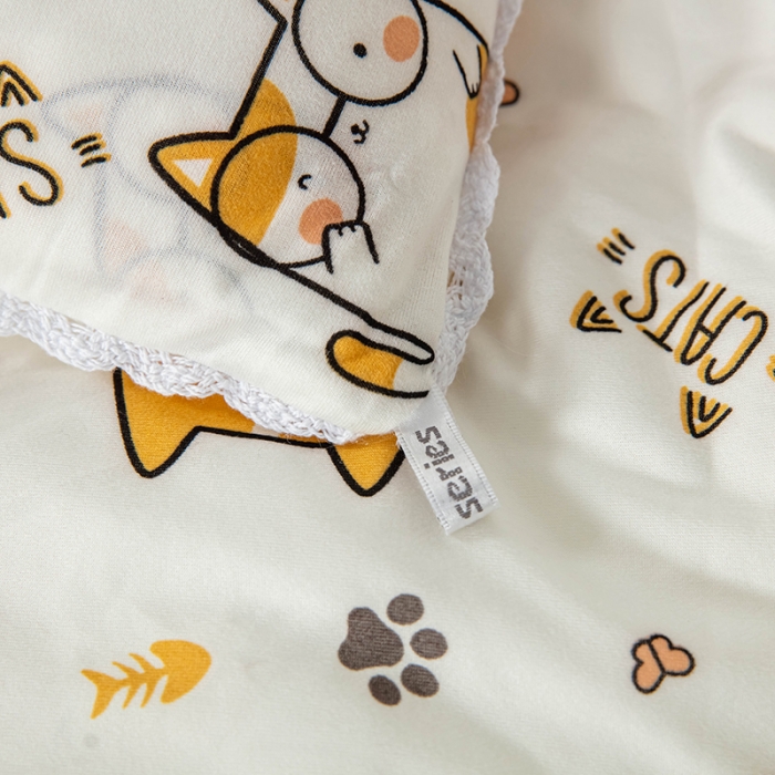 91家纺网 家纺一手货源 找家纺 天瑜家纺2023新款A类针织棉冬被儿童冬被 喵星人