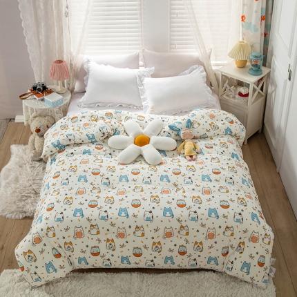 天瑜家纺2023新款A类针织棉冬被儿童冬被 喵星人