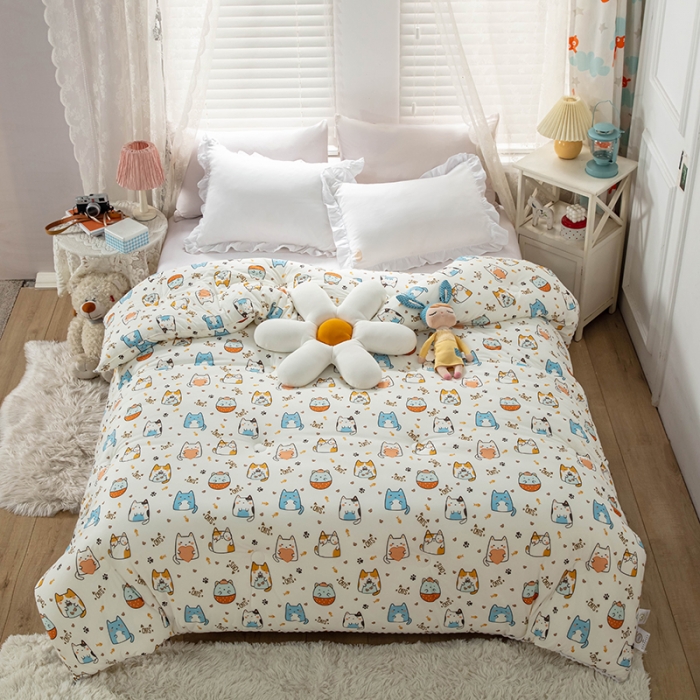 91家纺网 家纺一手货源 找家纺 天瑜家纺2023新款A类针织棉冬被儿童冬被 喵星人