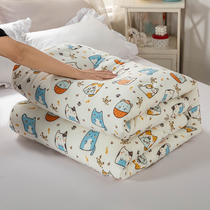 91家纺网 家纺一手货源 找家纺 天瑜家纺2023新款A类针织棉冬被儿童冬被 喵星人