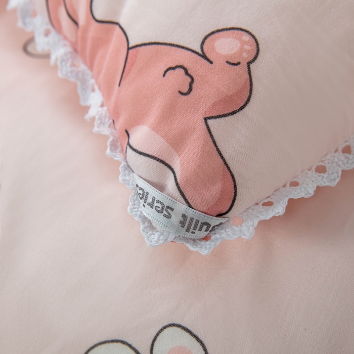 91家纺网 家纺一手货源 找家纺 天瑜家纺2023新款A类针织棉冬被儿童冬被 小兔子粉