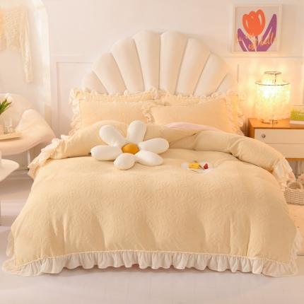 91家纺网 家纺一手货源 找家纺 （总）绒世界 2024秋冬韩版雕花牛奶绒四件套