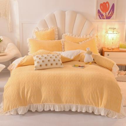 91家纺网 家纺一手货源 找家纺 （总）绒世界 2024秋冬韩版雕花牛奶绒四件套