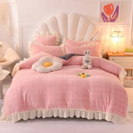 91家纺网 家纺一手货源 找家纺 （总）绒世界 2024秋冬韩版雕花牛奶绒四件套