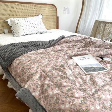 91家纺网 家纺一手货源 找家纺 源启生活 2022新款韩国手工包边豆豆单人被被子被芯 花花兔