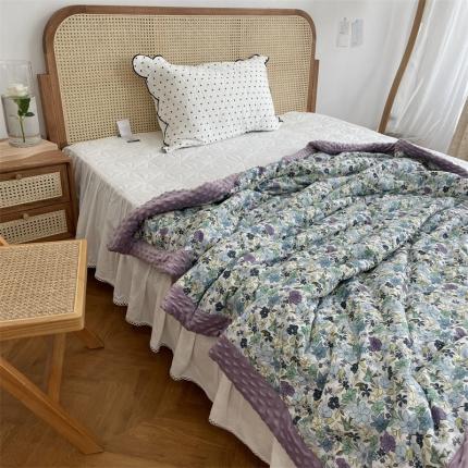 91家纺网 家纺一手货源 找家纺 源启生活 2022新款韩国手工包边豆豆单人被被子被芯 夕颜