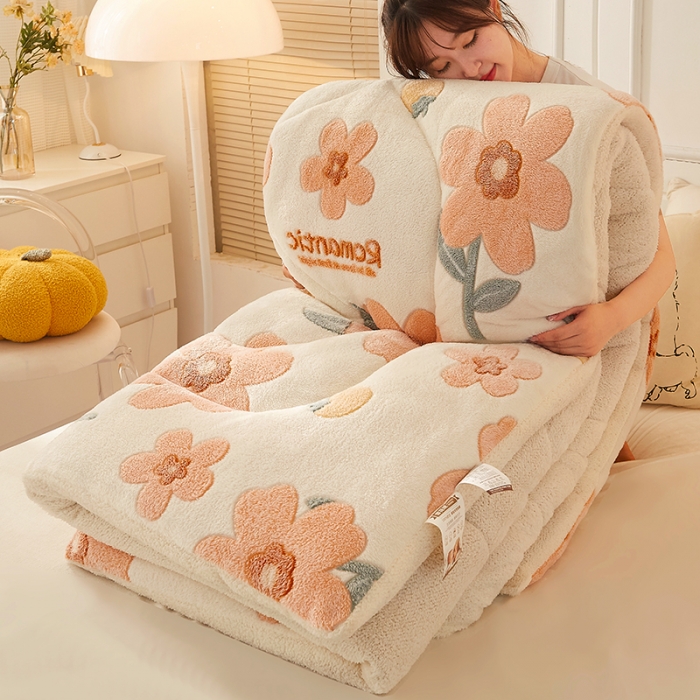 91家纺网 家纺一手货源 找家纺 梦初语 2022新款加厚保暖雪花绒加羊羔绒冬被 繁华似锦