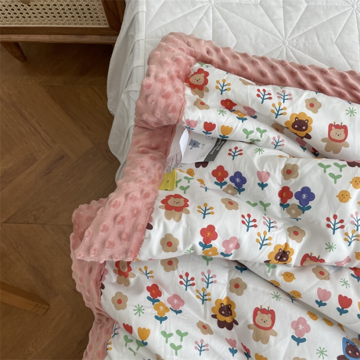 91家纺网 家纺一手货源 找家纺 源启生活 2022新款韩国手工包边豆豆单人被被子被芯 花花世界