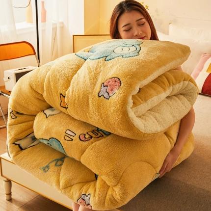梦初语 2022新款加厚保暖雪花绒加羊羔绒冬被 恐龙宝贝