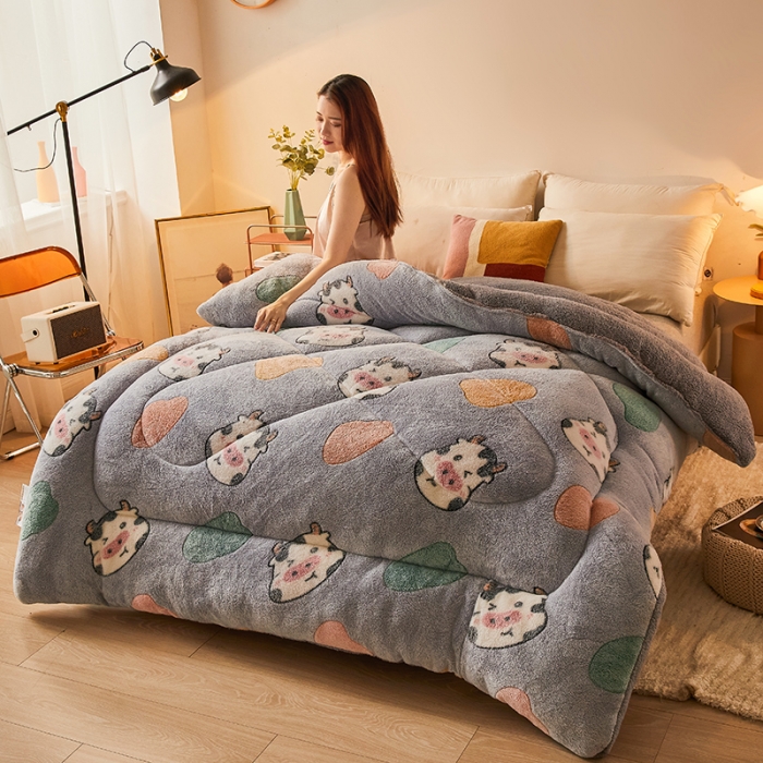 91家纺网 家纺一手货源 找家纺 梦初语 2022新款加厚保暖雪花绒加羊羔绒冬被 勇敢牛牛