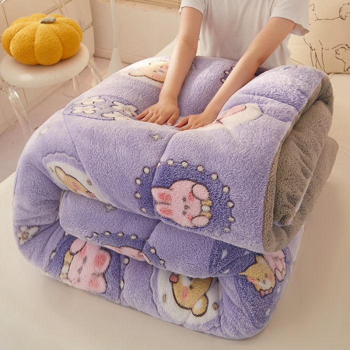 91家纺网 家纺一手货源 找家纺 梦初语 2022新款加厚保暖雪花绒加羊羔绒冬被 月野兔