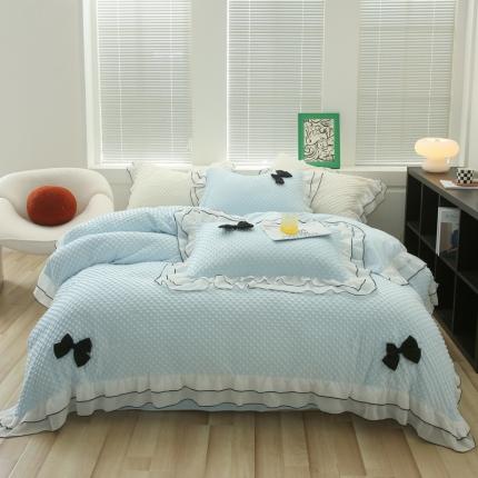 91家纺网 家纺一手货源 找家纺 （总）玛奇朵2022新款母婴级A类豆豆绒雪纺双层花边珍妮系列