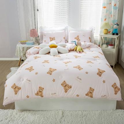 91家纺网 家纺一手货源 找家纺 天瑜家纺 2023新款A类针织棉冬被 Q熊粉